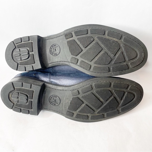 Mephisto Soria 1 Studded Blue Metallic Nubuck Leather Ankle Bootie Size 9 - Picture 12 of 13